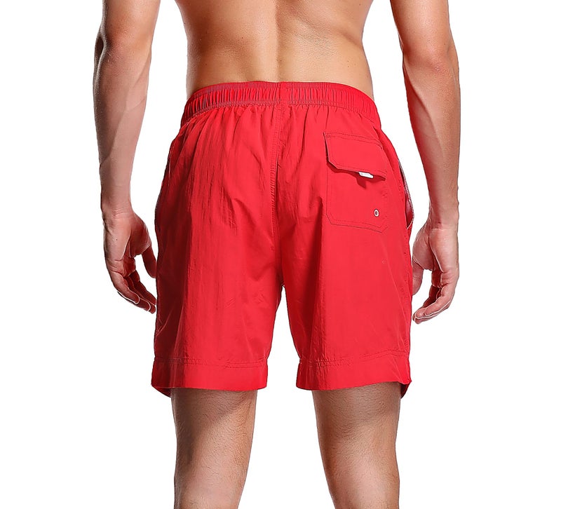 Adoretex Men's Guard Nylon Quick-Dry Swim Trunks, 7-inch Inseam Swim Board Shorts with Mesh Lining and 3 Pockets (MG012) - Red - XL - Image 2